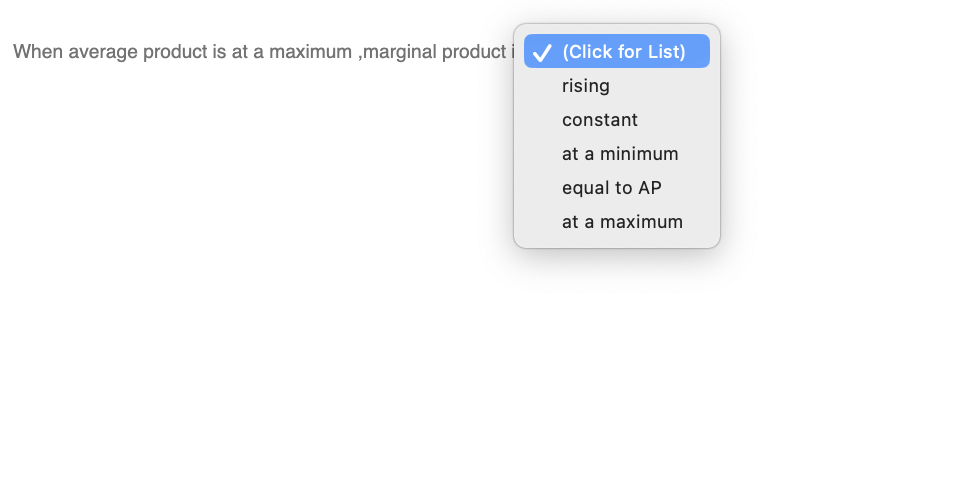 Solved When average product is at a maximum , marginal | Chegg.com