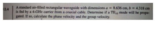 Solved A standard air-filled rectangular waveguide with | Chegg.com