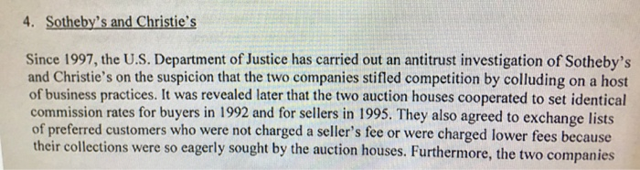 Solved 4. Sotheby's And Christie's Since 1997, The U.S. | Chegg.com