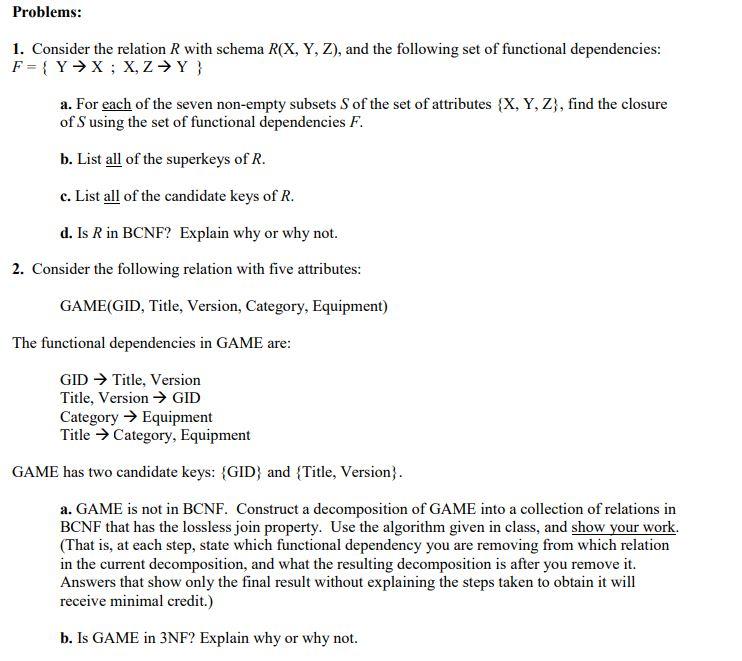 Solved Problems 1 Consider The Relation With Schema R X Chegg Com