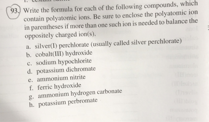 Solved 42 Write The Formula For Each Of The Following Simple 5312