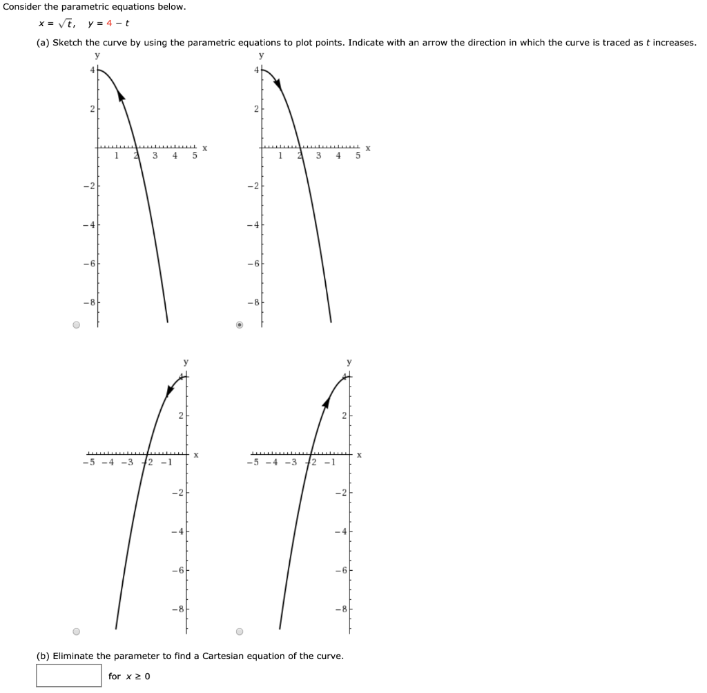 Solved Consider the parametric equations below. x = vt, y = | Chegg.com