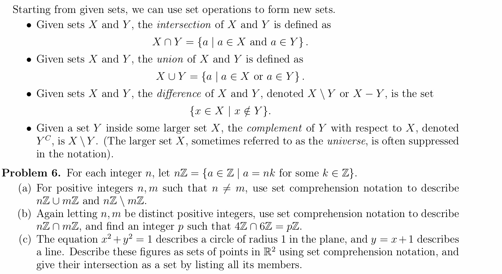 Solved Starting from given sets, we can use set operations | Chegg.com
