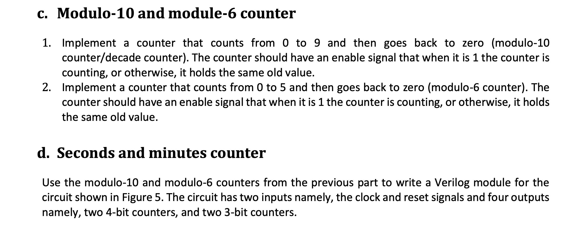 Solved c. Modulo-10 and module-6 counter Implement a | Chegg.com