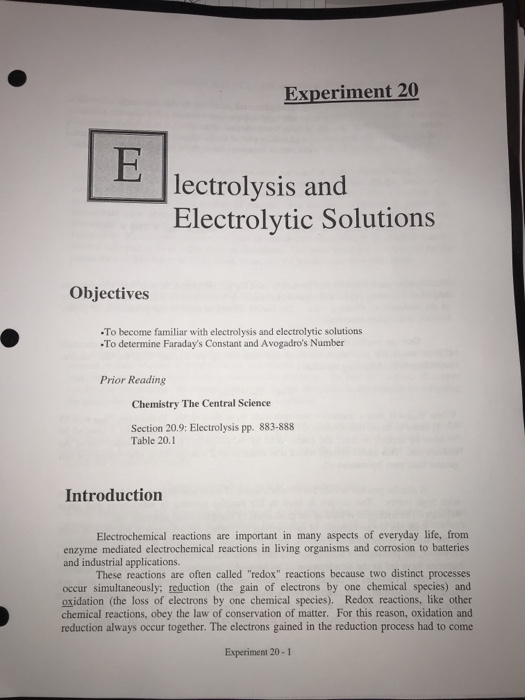 Solved Experiment 20 Name Lab DayRoom Pre-Laboratory | Chegg.com