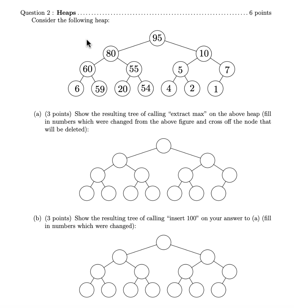 Solved 6 points Question 2 : Heaps Consider the following | Chegg.com