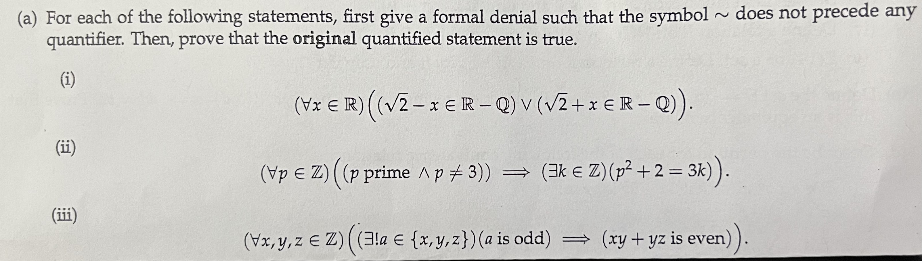 Solved (a) For each of the following statements, first give | Chegg.com