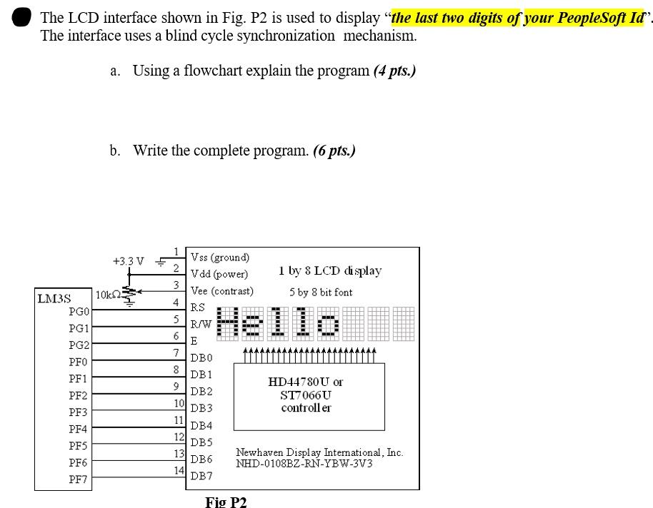 Solved The LCD interface shown in Fig. P2 is used to display | Chegg.com