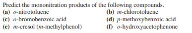 Solved Predict The Mononitration Products Of The Following | Chegg.com