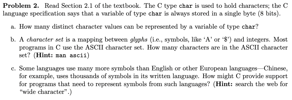 Solved Problem 2. Read Section 2.1 of the textbook. The C | Chegg.com
