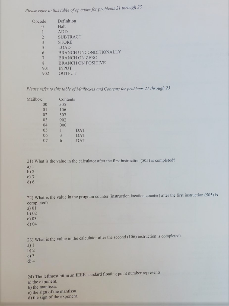 Solved Please refer to this table of op codes for problems | Chegg.com