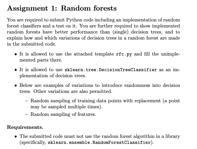 Solved Assignment 1: Random forests You are required to | Chegg.com
