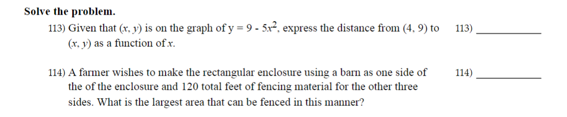 Solved Solve the problem. 113) Given that (x,y) is on the | Chegg.com