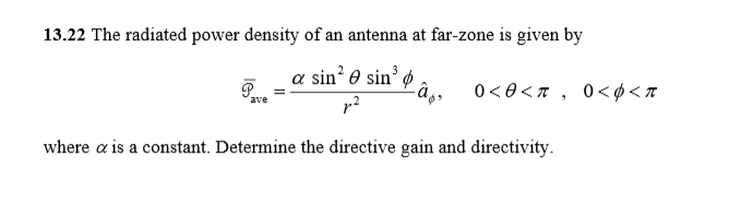 Solved 13.22 The radiated power density of an antenna at | Chegg.com