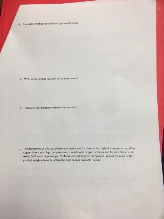 Solved Name: Report Sheet-Determining Limiting Reactant And | Chegg.com