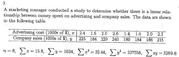 Solved 3 A marketing manager conducted a study to determine | Chegg.com