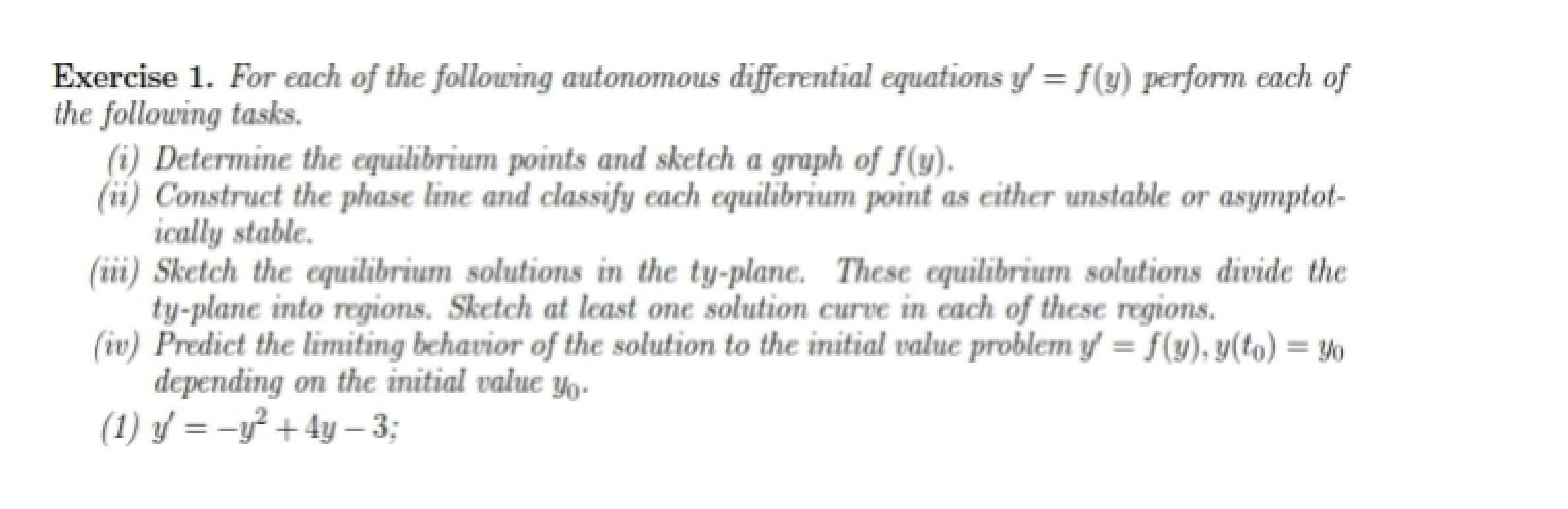 Solved Exercise 1. For each of the following autonomous | Chegg.com