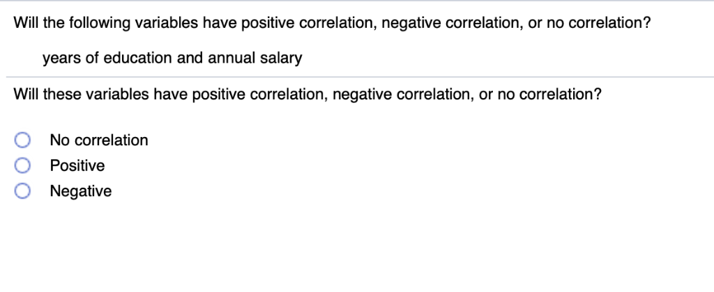 Solved: Will The Following Variables Have Positive Correla... | Chegg.com