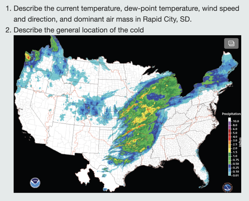 Solved 1. Describe the current temperature, dew-point | Chegg.com