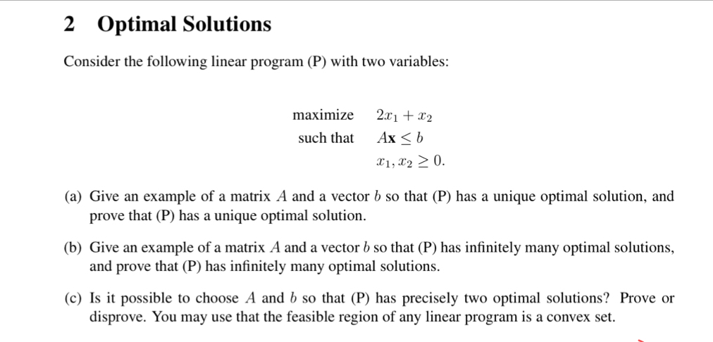 Solved 2 Optimal Solutions Consider the following linear | Chegg.com