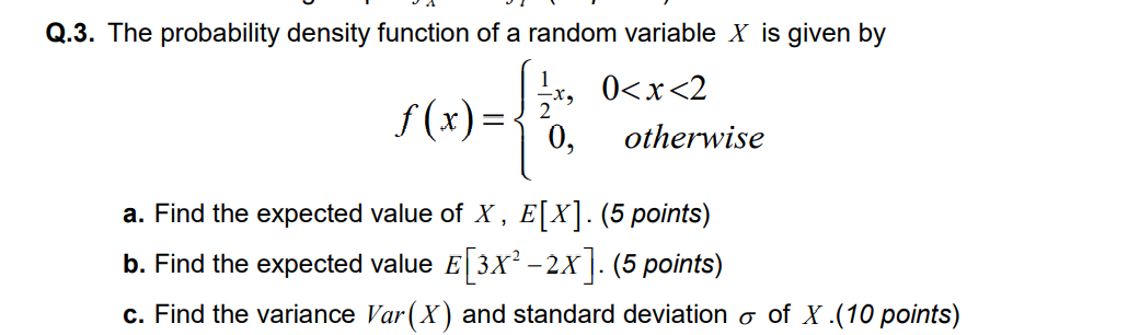 Solved 1 Q.3. The probability density function of a random | Chegg.com