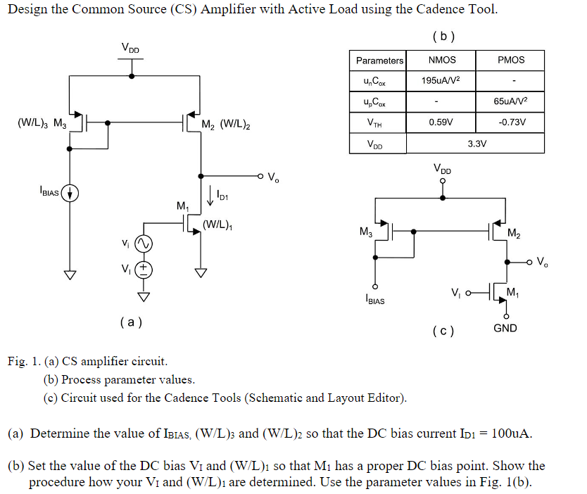 Design the Common Source (CS) Amplifier with Active | Chegg.com