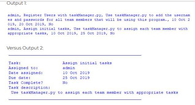 Solved admin, Register Users with taskManager.py, Use | Chegg.com