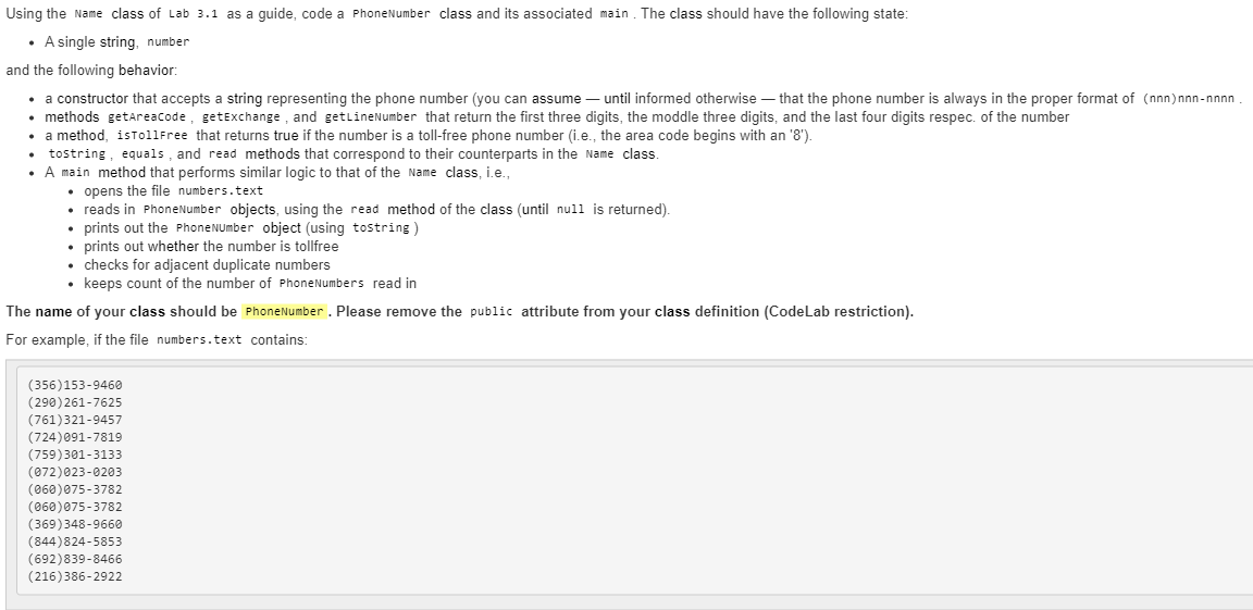 Solved Use the following Name class as a guide: import | Chegg.com