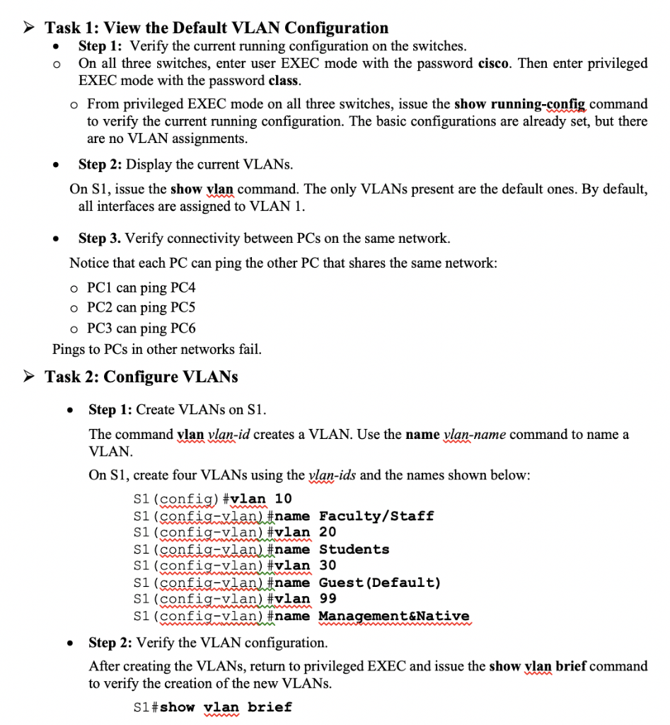 Solved * Lab Activity: Configuring VLANs And Trunks Topology | Chegg.com