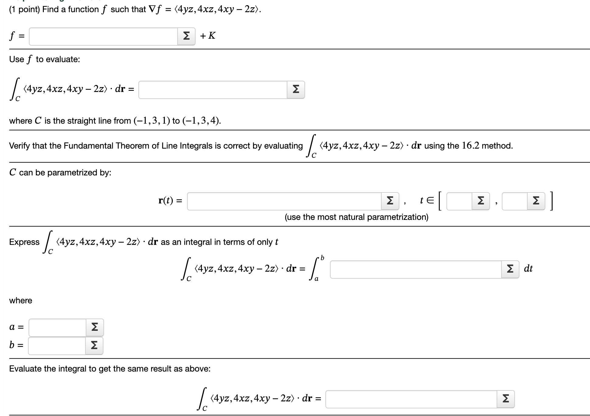 Solved (1 point) Find a function f such that | Chegg.com
