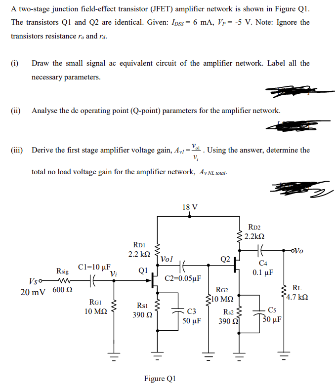 Solved A twostage junction fieldeffect transistor (JFET)