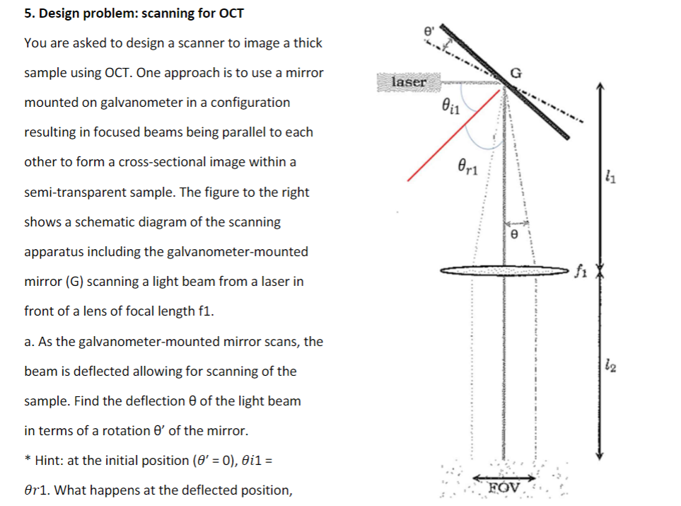 5. Design problem: scanning for OCT You are asked to | Chegg.com