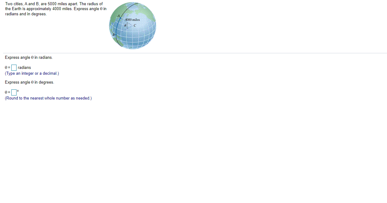 Solved Two cities, A and B, are 5000 miles apart. The radius | Chegg.com