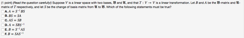 Solved (1 Point) (Read The Question Carefully) Suppose V Is | Chegg.com