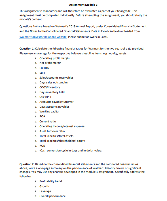 Assignment Module 3 This assignment is mandatory and | Chegg.com