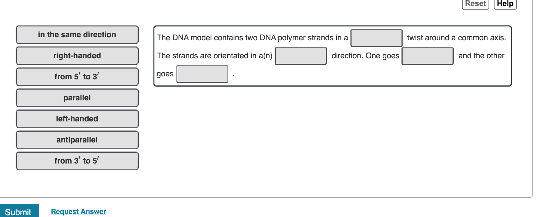 Solved Reset Help in the same direction The DNA model | Chegg.com