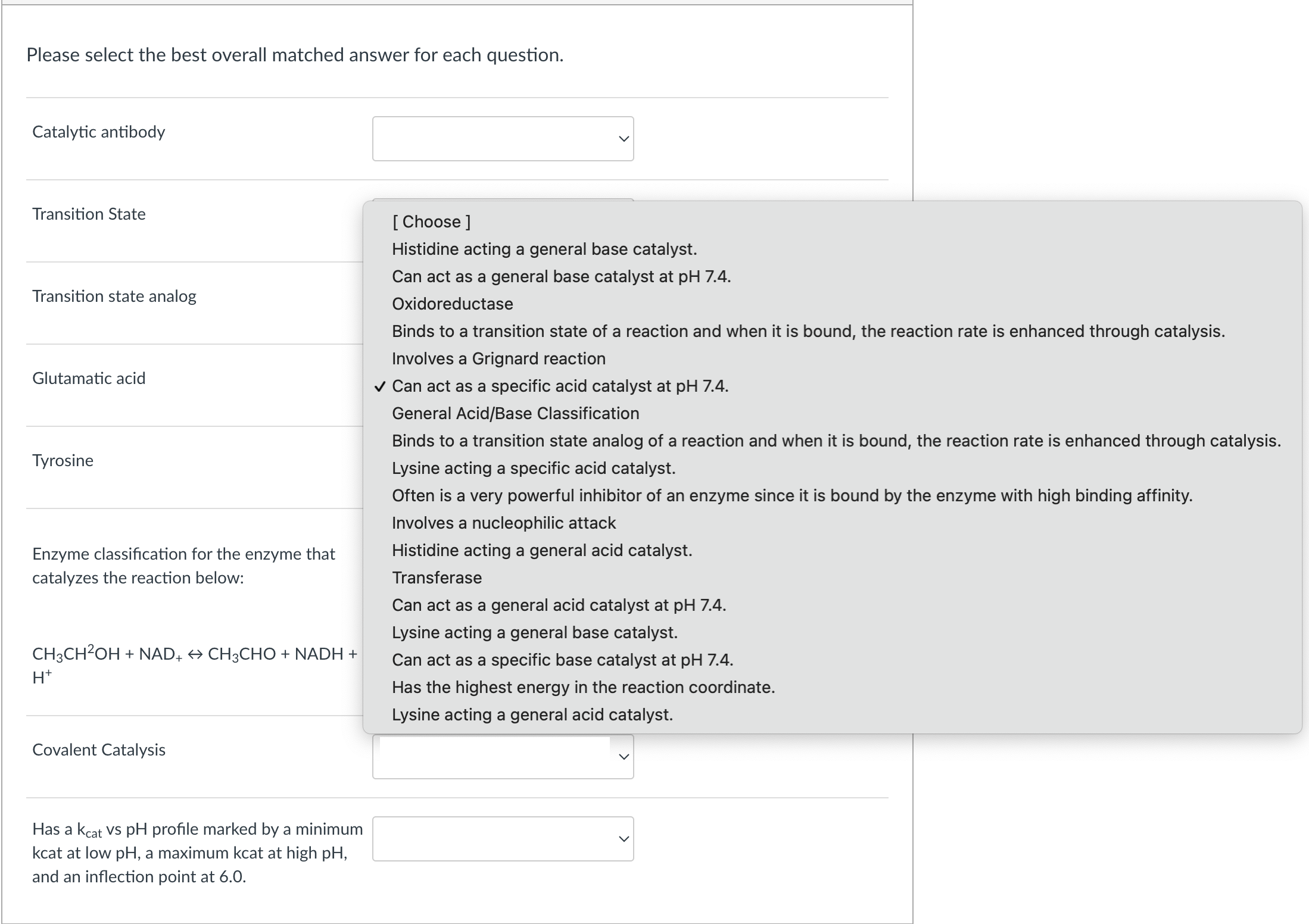 Solved Please select the best overall matched answer for | Chegg.com
