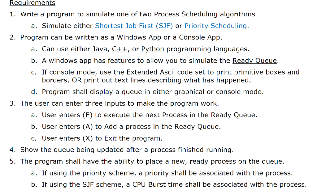Solved Requirements 1. Write a program to simulate one of | Chegg.com