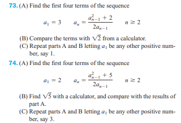 Solved 73. (A) Find the first four terms of the sequence | Chegg.com