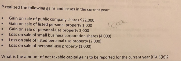 Solved P Realized The Following Gains And Losses In The | Chegg.com