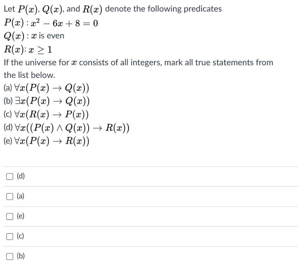 Solved Let P X Q X And R X Denote The Following Pred Chegg Com