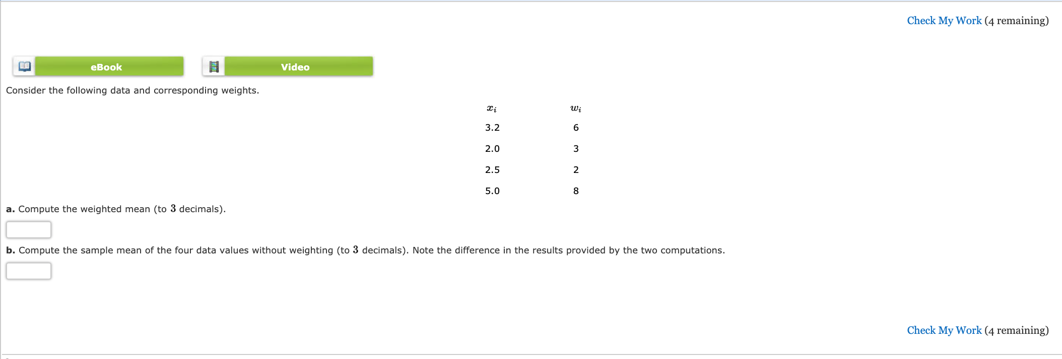 Solved Check My Work 4 Remaining Ebook Video Consider The 8095