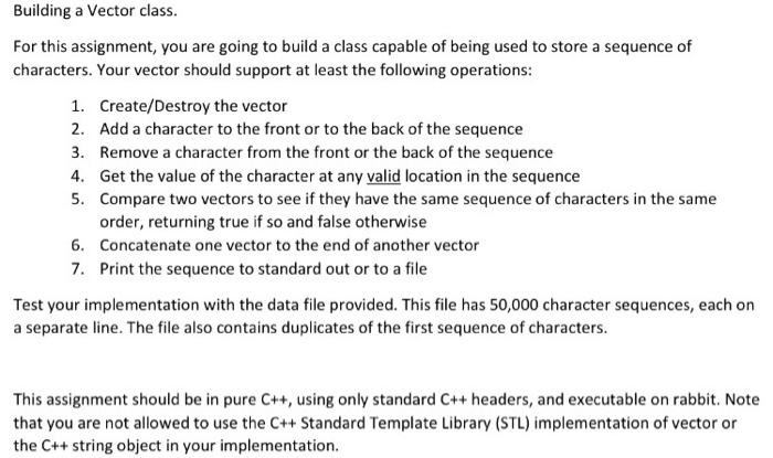 Solved Building a Vector class For this assignment, you are | Chegg.com