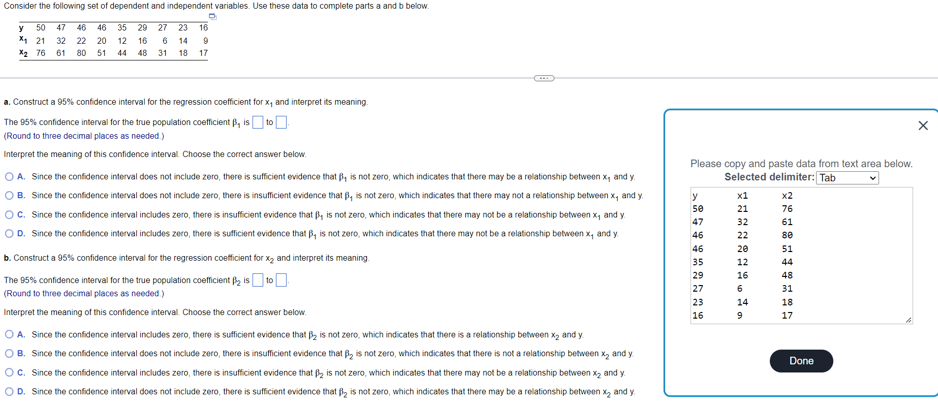 Solved A. Construct A 95% Confidence Interval For The | Chegg.com