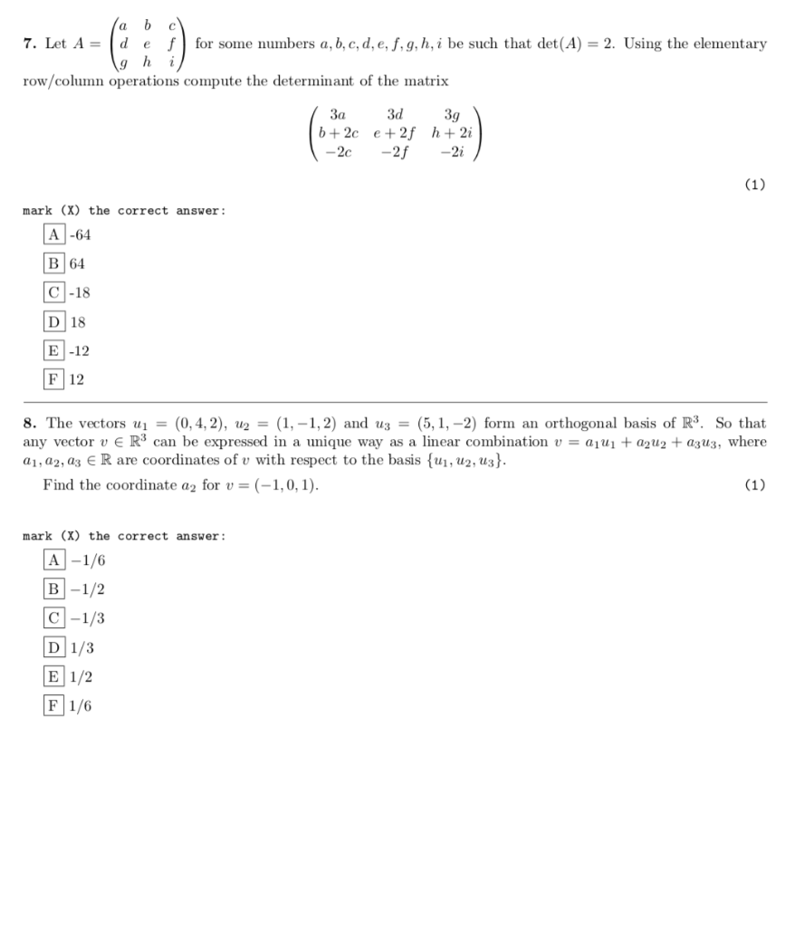 Solved A B C 7 Let A D E F For Some Numbers A B C Chegg Com