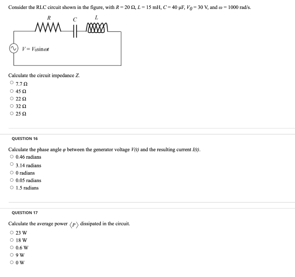 Solved Consider the RLC circuit shown in the figure, with | Chegg.com