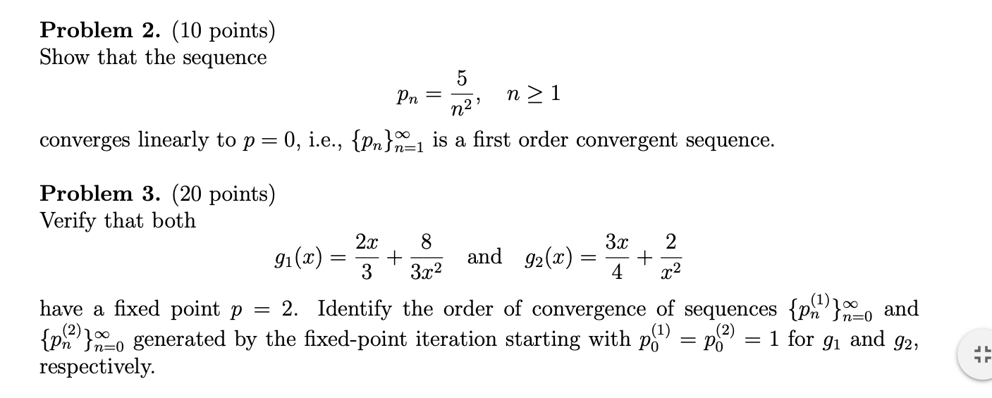 Solved Problem 2. (10 points) Show that the sequence 5 Pn n | Chegg.com