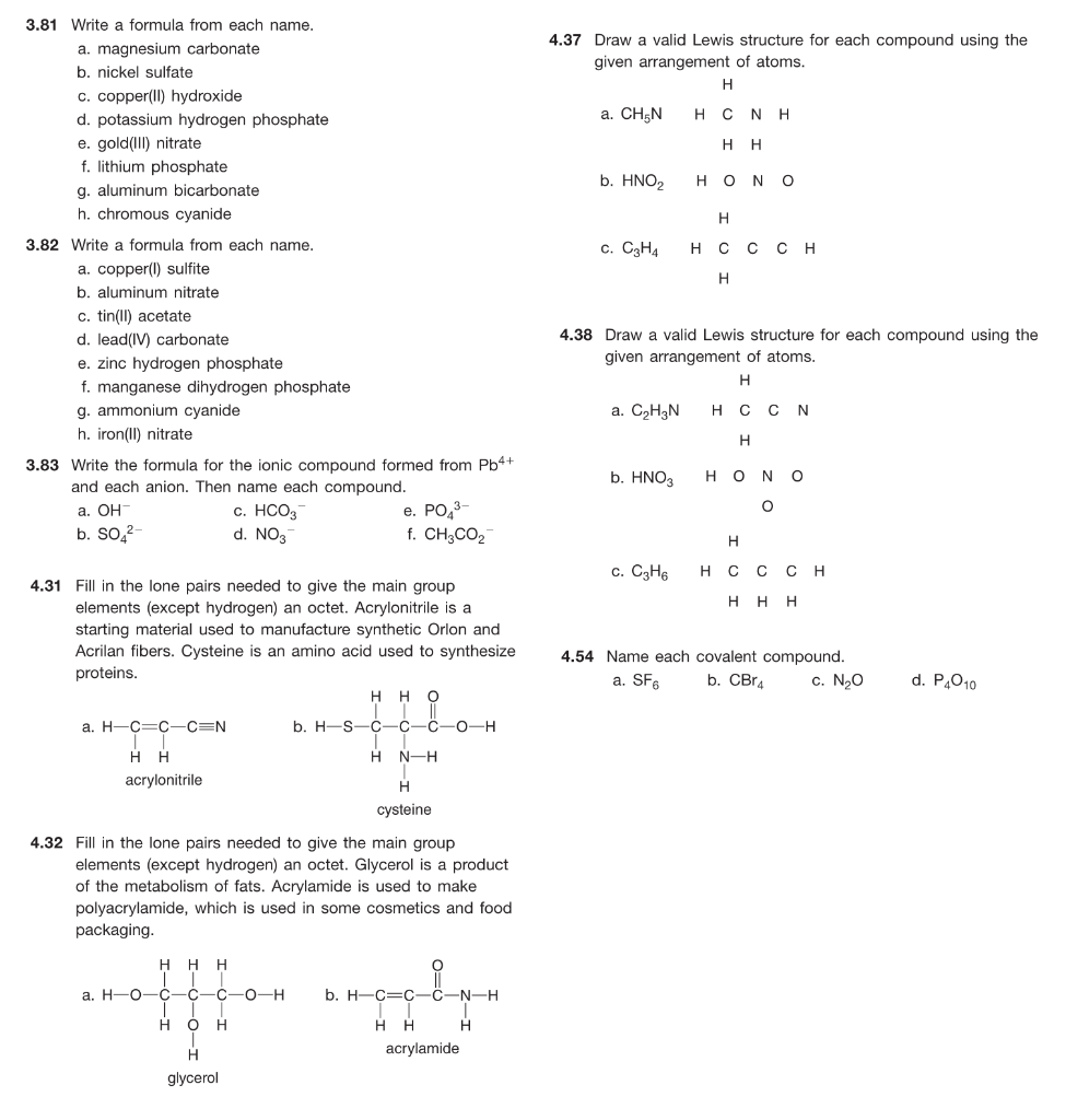 Solved 4.37 Draw A Valid Lewis Structure For Each Compound 