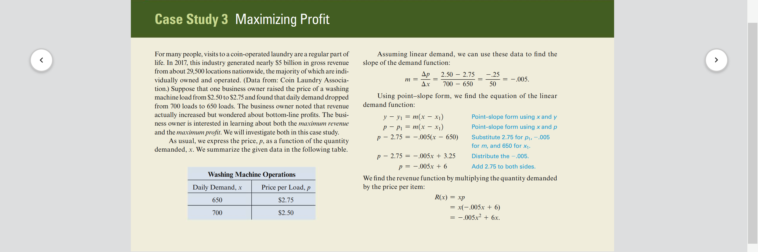 Solved CASE STUDY 3 Maximizing Profit 181 The graph of the | Chegg.com