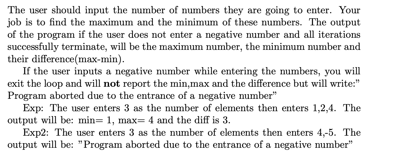 Solved The user should input the number of numbers they are | Chegg.com